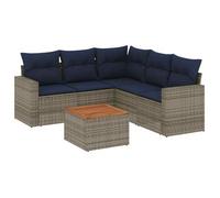 Set De Sofás De Jardín 6 Pzas Con Cojines Ratán Sintético Gris Vidaxl