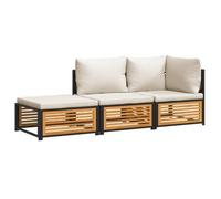 Set De Sofás De Jardín Con Cojines 3 Pzas Madera Maciza Acacia Vidaxl