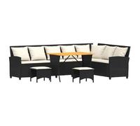 Set De Sofás De Jardín En Forma De L Con Cojines 4 Pzas Negro Vidaxl