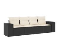 Set de Sofás de Jardín Vidaxl 4 Pzas Ratán Sintético Black and cream