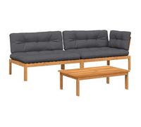 Set De Sofás De Palets De Jardín Y Cojines 3 Pzas Madera Acacia Vidaxl