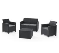 Set de sofás y mesa baja emma de resina trenzada para 4 personas