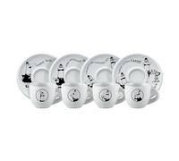 Set de Tazas de Café Espresso Bialetti 4 Unidades en Porcelana de Alta Calidad con Platillos, Capacidad de 80 ml