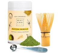 Set de Té Matcha de Iniciación Vainilla Matcha Kit, Cuchara medidora y Batidor de bambú. Matcha de Grado Ceremonial 100% Ecológico