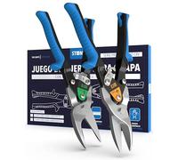Set de tijeras para chapa con corte recto y curvo - [escala interna en milímetros] - Tijeras de metal para cartón yeso, chapa trapezoidal, metal, tijeras de alambre para malla de alambre, cortador de