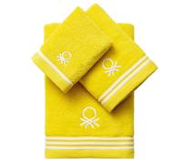 Set de Toallas de Baño 3 Piezas (30x50CM + 50x90CM + 70x140CM) 450GSM 100% Algodón Amarillo Rainbow - United Colors Of Benetton