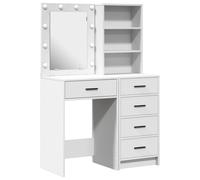 Set de tocador de 2 piezas con LED de vidaXL de madera elaborada blanca