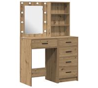 Set de tocador de 2 piezas con LED de vidaXL en madera de roble artesanal