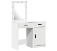 Set de tocador de 2 piezas con LED de vidaXL, madera blanca