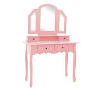 Set de tocador - tocador de maquillaje - mesa de tocador y taburete madera paulownia rosa 100x40x146 cm