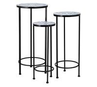 Set de tres soportes de mosaico y forja negra