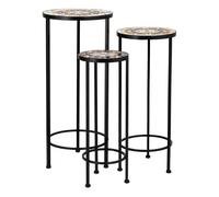 Set de tres soportes de mosaico y forja negra