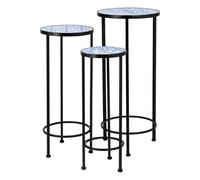 Set de tres soportes de mosaico y forja negra