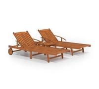 Set De Tumbonas Con Mesita 2 Uds Madera Maciza De Acacia Vidaxl