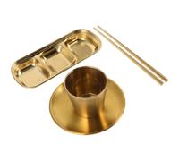 Set de Vajilla de Acero Inoxidable Dorado, Bandeja de 3 Compartimentos | Acero Inoxidable Apto para Alimentos, Base Antideslizante y Superficie Lisa, para Hotel, Buffet y Cocina
