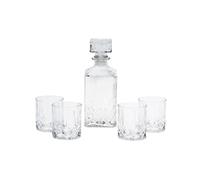Set de vaso decantador elegante con tapas de cristal y vasos a juego