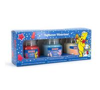 Set de velas aromáticas Haribo™, 3 velas en vaso, 85 g cada una, cera de parafina, idea de regalo, azul/rojo/beige