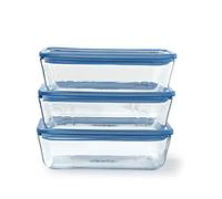 Set di 3 contenitori per alimenti con coperchio - PYREX - Plastica Zero - Vetro - Rettangolari - 0,8 L