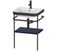 Set Duravit Happy D.2 Plus con soporte metálico, 575x490mm, 1 agujero para grifo, HP4735O9898, Color: Seda azul noche lacado mate