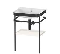 Set Duravit Happy D.2 Plus con soporte metálico, 575x490mm, sin agujero para grifo, HP4735N2222, Color: Decoración blanca de alto brillo