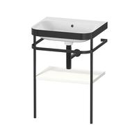 Set Duravit Happy D.2 Plus con soporte metálico, 575x490mm, sin agujero para grifo, HP4735N8484, Color: Decoración blanco supermate