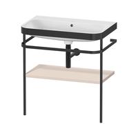 Set Duravit Happy D.2 Plus con soporte metálico, 775x490mm, sin agujero para grifo, HP4737N8383, Color: Decoración supermate color topo
