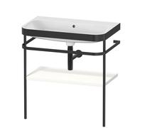Set Duravit Happy D.2 Plus con soporte metálico, 775x490mm, sin agujero para grifo, HP4737N8484, Color: Decoración blanco supermate