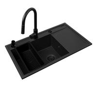 Set Fregadero PYRAMIS CAMEA (79x50) 1B 1D L + grifo IDEA Black Edition 070168402BE Volcano Negro