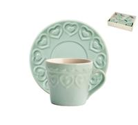 Set H&H Nuevo 4 Tazas De Café Fairylove Agua Marina Con Platillo Cc