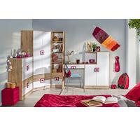 Set Juvenil Feldmann-Wohnen 4 Piezas Eckarmario Roble Claro Blanco-Rosa 61765873