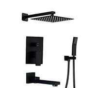 Set Kit batería Doble función Cabezales Lluvia cuadradas baño Lujo Combo de Ducha Combo-Crome-A_12 en