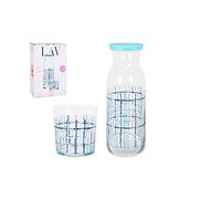 Set LAV Jarra Vasos Cristal Decorado Azul (5 pcs)