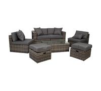 Set mesa, sofá 2 sillones y 2 reposapiés de color gris