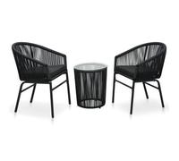Set Mesa Y Sillas De Jardín 3 Pzas Y Cojines Ratán Pe Negro Vidaxl
