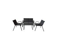 Set Mesa Y Sillas Marbueno De Jardin Acero Negro Textilene 10468 - Para Jardin. MKP