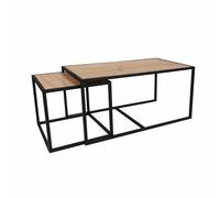 Set mesas auxiliares,100% Tablero de aglomerado rechapado en melamina, Color Roble Negro WELLHOME
