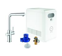 GROHE Grifo de fregadero Blue Professional con refrigeración y filtración, ducha extraíble, cromo