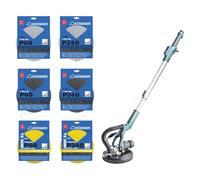 Set: molinillo jirafa de 650 W y malla abrasiva mixta de 18 piezas, SOFT, multidiámetro 225 mm 60,240