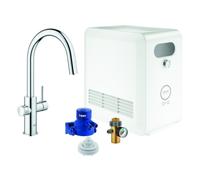 Set monomando de fregadero Grohe Blue Professional, 219mm de alcance, caños en C, con filtro y función de refrigeración, extraíble, 31325002, Color: cromado