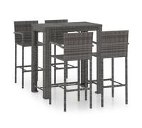 vidaXL Set muebles bar jardín 5 pzas ratán sintético reposabrazos gris
