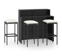 Set Muebles De Bar Para Jardín 4 Piezas Y Cojines Negro Vidaxl