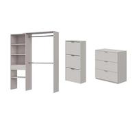 Set muebles de dormitorio Cachemir (3 pzs., Beige Cachemir, Vestidor con montaje reversible)