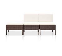 vidaXL – Set muebles de jardín 3 piezas con cojines, ratán sintético marrón