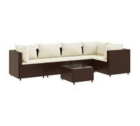Set Muebles De Jardín 6 Piezas Y Cojines Ratán Sintético Marrón Vidaxl