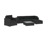 vidaXL Set de muebles de jardín 6 piezas con cojines ratán sintético negro
