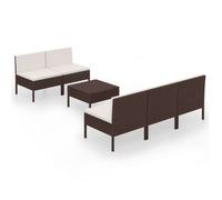 Set Muebles De Jardín 6 Pzas Y Cojines Ratán Sintético Marrón Vidaxl