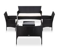 Set Muebles De Jardín Y Cojines 5 Piezas Ratán Sintético Negro Vidaxl