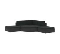 vidaXL Set muebles de jardín y cojines 6 piezas ratán sintético negro