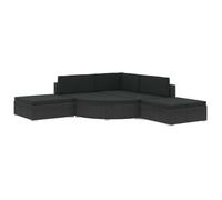 Set Muebles De Jardín Y Cojines 6 Piezas Ratán Sintético Negro Vidaxl