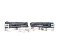 Set Muebles De Palets De Jardín 6 Piezas Cojines Grises Madera Vidaxl